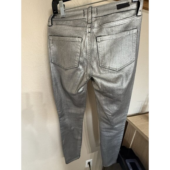 Paige Verdugo Ankle Skinny Coated Jeans size 26 NWT Metallic grey Mid Rise - Picture 7 of 8
